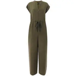 Whistles Khaki Sleeveless Drawstring Jumpsuit
